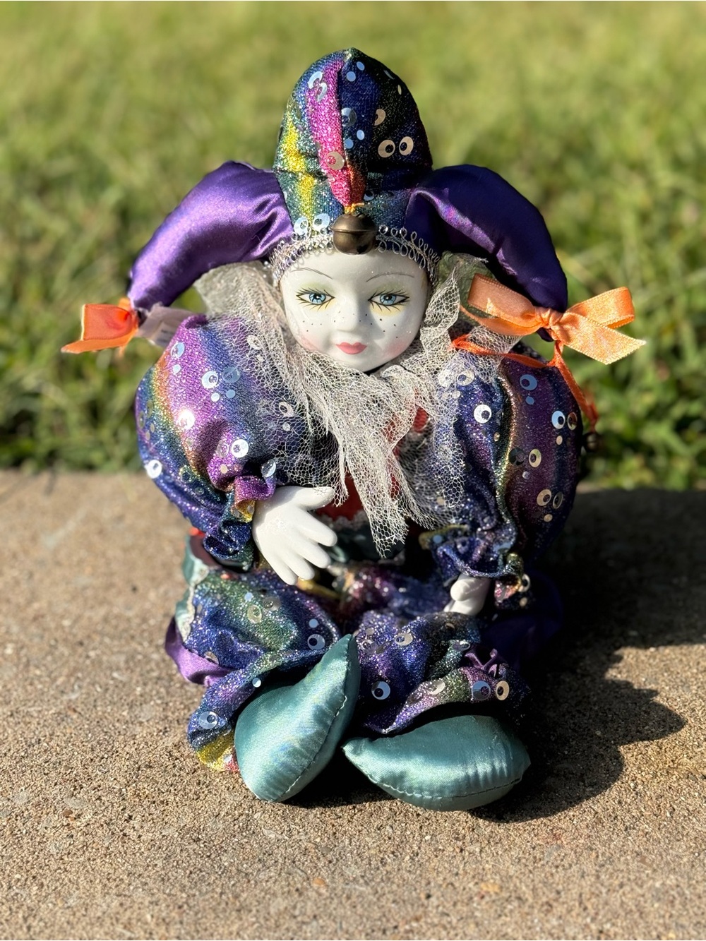 Vintage GANZ EG5181 Jester Doll Porcelain Harlequin Clown Whimsigoth Decor